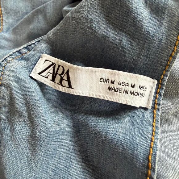 Zara M Blue Denim Dress with Open Back and Tie-up Detail - Picture 7 of 9